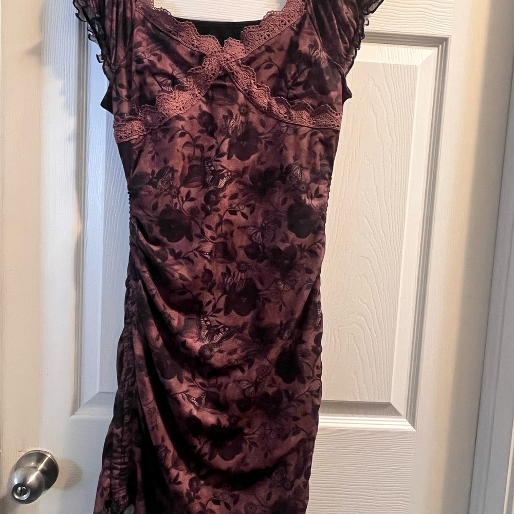 Elegant Lace Trim Floral Dress